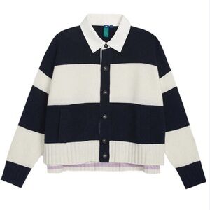 No Name Everyday Rugby Cashmere Cardigan Sweater size Medium